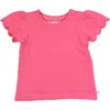 Rufflebutts Kids'  Girls Short Sleeve Scallop Tee In Hot Pink