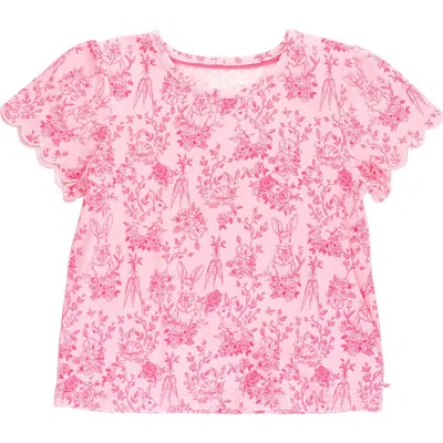 Rufflebutts Kids'  Girls Short Sleeve Scallop Tee In Pink