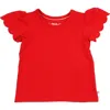 Rufflebutts Kids'  Girls Short Sleeve Scallop Tee In Red