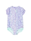 Rufflebutts Girls Short Sleeve Upf50+ One Piece Rash Guard