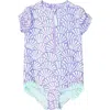 Rufflebutts Kids'  Girls Short Sleeve Upf50+ One Piece Rash Guard