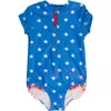 Shop Rufflebutts Girls Short Sleeve Upf50+ One Piece Rash Guard