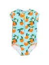 Rufflebutts Kids'  Girls Short Sleeve Upf50+ One Piece Rash Guard In Multi