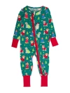 Rufflebutts Babies'  Girls Softsnooze Holiday Convertible Ruffle One Piece Pajama In Multi