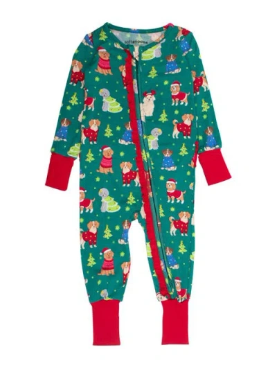 Rufflebutts Babies'  Girls Softsnooze Holiday Convertible Ruffle One Piece Pajama In Multi