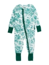 Rufflebutts Babies'  Girls Softsnooze Holiday Convertible Ruffle One Piece Pajama In Green
