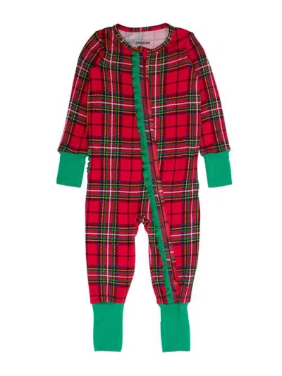 Rufflebutts Babies'  Girls Softsnooze Holiday Convertible Ruffle One Piece Pajama In Multi