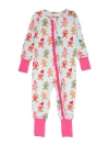 Rufflebutts Babies'  Girls Softsnooze Holiday Convertible Ruffle One Piece Pajama In Multi