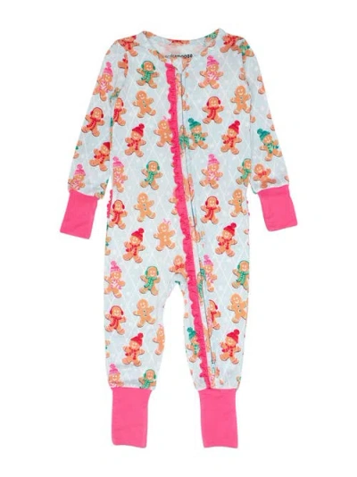 Rufflebutts Babies'  Girls Softsnooze Holiday Convertible Ruffle One Piece Pajama In Multi