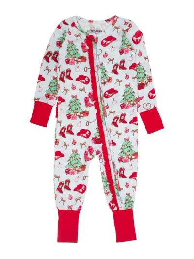 Rufflebutts Babies'  Girls Softsnooze Holiday Convertible Ruffle One Piece Pajama In Animal Print