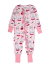 Rufflebutts Girls Softsnooze Holiday Convertible Ruffle One Piece Pajama In Pink