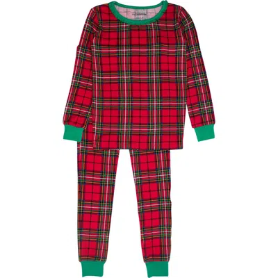 Rufflebutts Kids'  Girls Softsnooze Ruffle Long Sleeve Pajama Set In Red