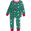 Rufflebutts Kids'  Girls Softsnooze Ruffle Long Sleeve Pajama Set In Green