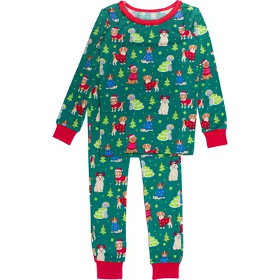 Rufflebutts Kids'  Girls Softsnooze Ruffle Long Sleeve Pajama Set In Green