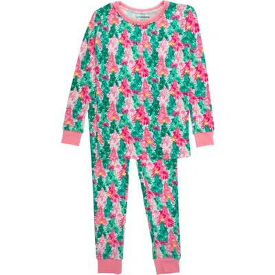 Rufflebutts Kids'  Girls Softsnooze Ruffle Long Sleeve Pajama Set In Multi