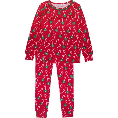 Rufflebutts Kids'  Girls Softsnooze Ruffle Long Sleeve Pajama Set In Red