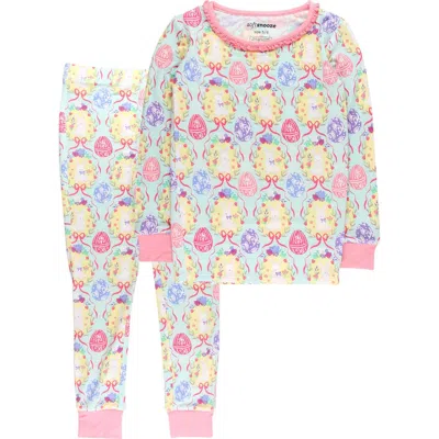 Rufflebutts Kids'  Girls Softsnooze Ruffle Long Sleeve Pajama Set In Blue