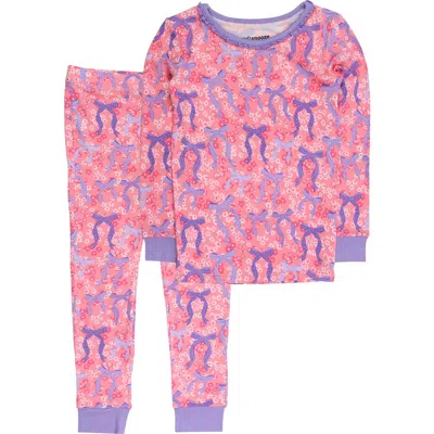 Rufflebutts Kids'  Girls Softsnooze Ruffle Long Sleeve Pajama Set In Pink