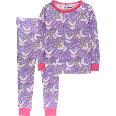 Rufflebutts Kids'  Girls Softsnooze Ruffle Long Sleeve Pajama Set In Purple