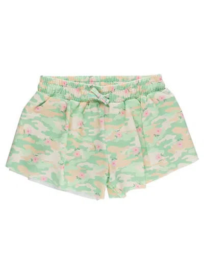 Rufflebutts Kids'  Girls Upf50+ Active Butterfly Shorts In Sage Blossom Camo