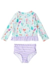 Rufflebutts Kids'  Girls Upf50+ Long Sleeve Rash Guard Bikini