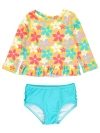 Rufflebutts Kids'  Girls Upf50+ Long Sleeve Rash Guard Bikini In Endless Summer Floral