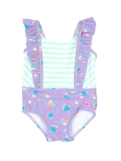 Rufflebutts Kids'  Girls Upf50+ Pinafore One Piece In Purple
