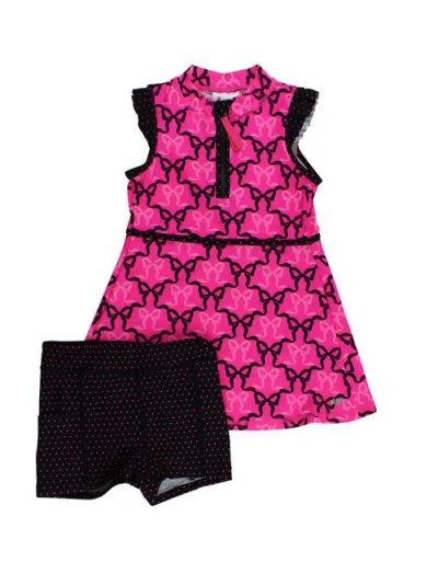 Rufflebutts Kids'  Girls Upf50+ Sleeveless Zip Ruffle Sleeve Active Dress In Pink