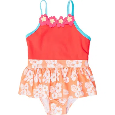 Rufflebutts Babies'  Girls Upf50+ Sun Protected Flower Skirted One Piece In Multi