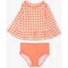 Rufflebutts Girls Upf50+ Sun Protected Scallop Hem Long Sleeve Rash Guard Bikini
