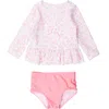 Rufflebutts Kids'  Girls Upf50+ Sun Protected Scallop Hem Long Sleeve Rash Guard Bikini In By The Seaside