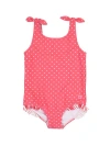 Rufflebutts Kids'  Girls Upf50+ Tie Shoulder One Piece In Hot Pink Heart Polka