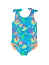Rufflebutts Kids'  Girls Upf50+ Tie Shoulder One Piece In Neon Tiki Vibes