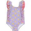 Rufflebutts Kids'  Girls Upf50+  Waterfall One Piece In Lavender Sunshiny Day