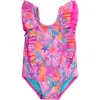 Rufflebutts Girls Upf50+ Waterfall One Piece In Multi