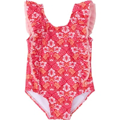 Rufflebutts Kids'  Girls Upf50+ Waterfall One Piece In Red