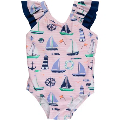 Rufflebutts Kids'  Girls V-back Upf50+ One Piece In Multi