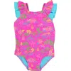 Rufflebutts Kids'  Girls V-back Upf50+ One Piece In Neon Island Time