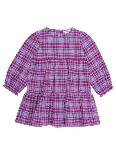 Rufflebutts Kids'  Girls Woven Long Sleeve Tiered Twirl Dress In Purple