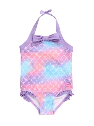 Rufflebutts Kids'  Halter Upf50+ One Piece Swimsuit In Blue
