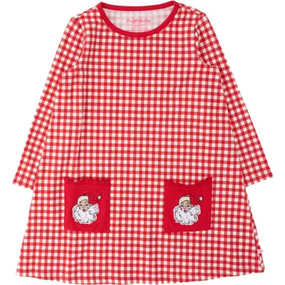 Rufflebutts Kids'  Holiday Knit Long Sleeve Applique Pocket Dress In Multi