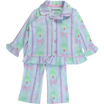 Rufflebutts Babies'  Holiday Ruffle Flare Pajama Set In Blue
