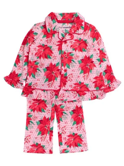 Rufflebutts Kids'  Holiday Ruffle Flare Pajama Set In Red