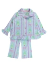 Rufflebutts Kids'  Holiday Ruffle Flare Pajama Set In Green