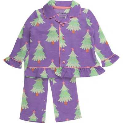 Rufflebutts Holiday Ruffle Flare Pajama Set In Purple