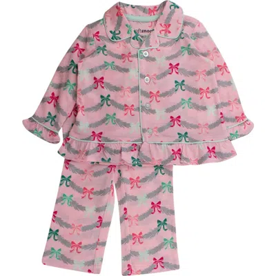 Rufflebutts Holiday Ruffle Flare Pajama Set In Pink