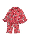 Rufflebutts Kids'  Holiday Ruffle Flare Pajama Set In Red