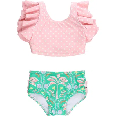 Rufflebutts Babies'  Kids' Coconut Cabana Butterfly Two-piece Swimsuit In White