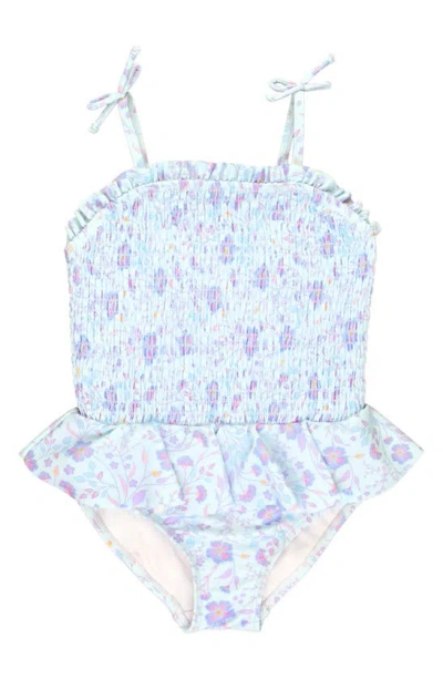 Rufflebutts Kids' Fairytale Peplum One-piece Swimsuit In Blue