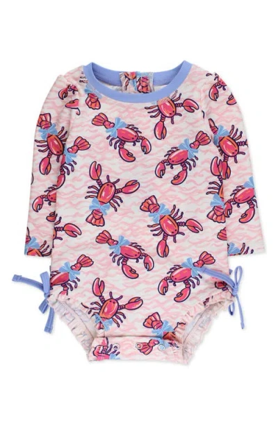Rufflebutts Babies'  Kids' Lobster Lagoon Long Sleeve One-piece Rashguard Swimsuit In Multi
